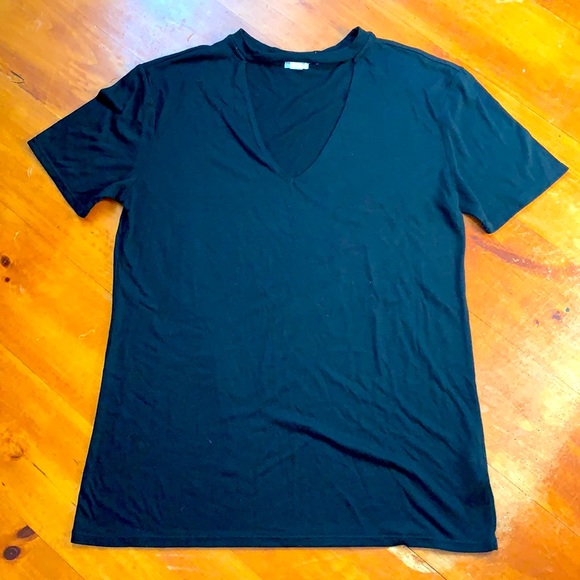 Garage black T-shirt w high neck cuff - Picture 1 of 1